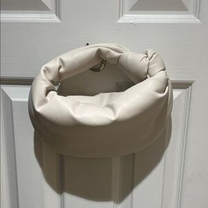 Cream Padded Knot Top Handle Bag